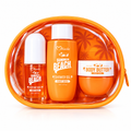 Misucka Travel Gift Set Sunset Beach - Neceser naranja con Perfume Mist, Shower Gel y Body Butter