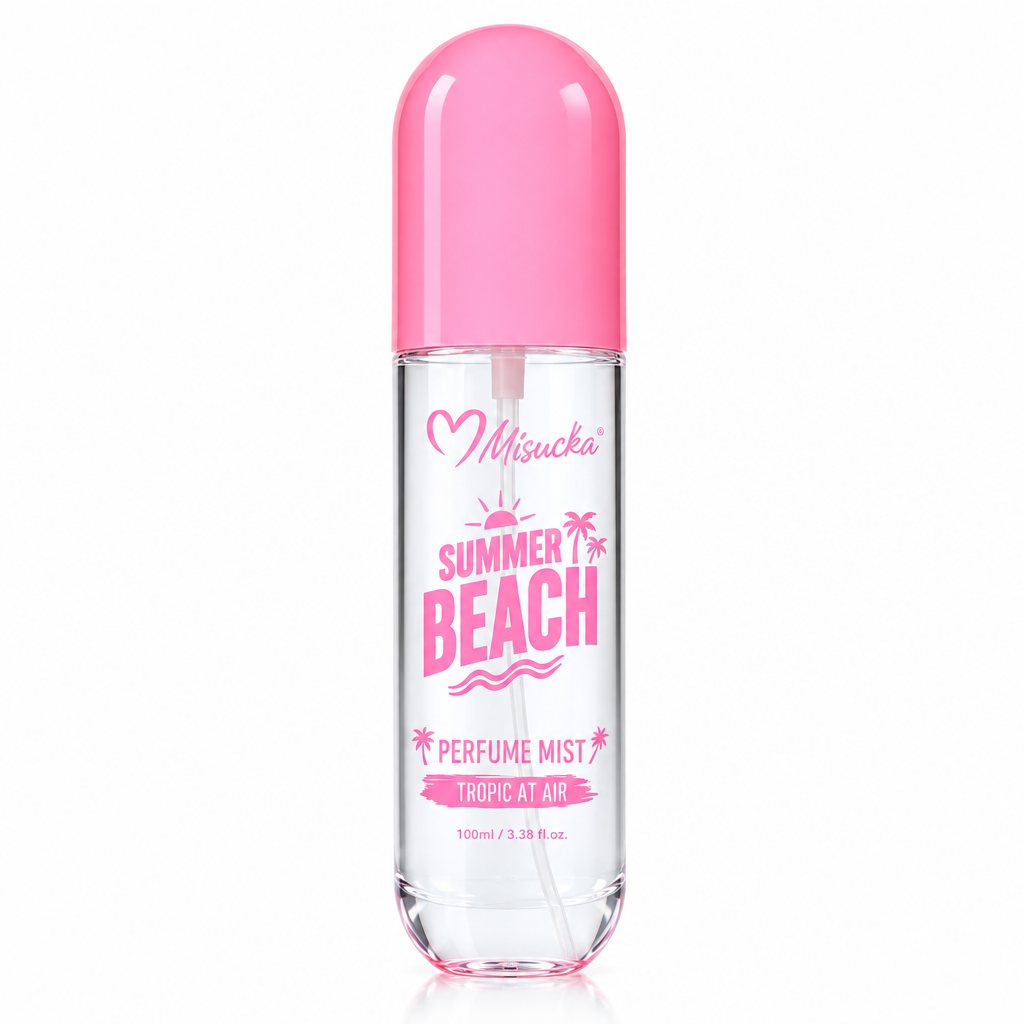 Misucka Summer Beach Perfume Mist Tropic Affair 100ml - Frasco transparente con tapa rosa