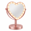 Espejo corazón con luz LED rosado dorado