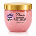 Misucka Shimmer Body Scrub Golden Hour Glow Roma Reborn 400g - Pote con tapa dorada y scrub rosa brillante