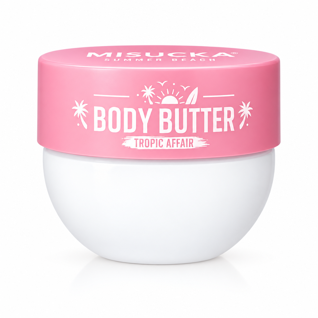 Misucka Body Butter Tropic Affair 200g - Pote blanco con tapa rosa