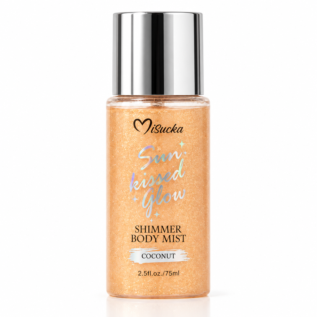Misucka Sun Kissed Glow Shimmer Body Mist Coconut 75ml - Frasco mini melocotón dorado
